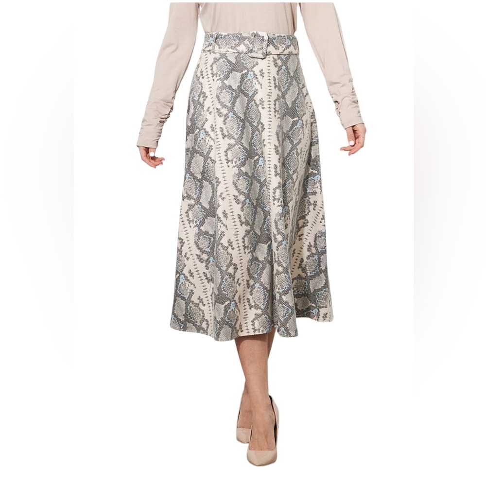 Joseph Ribkoff Faux Suede Snake Print Midi Skirt NWT (TG)